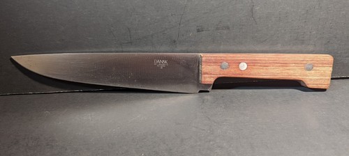 Dansk 8" chef knife stainless steel 3 rivet teak wood handle mid century modern - 第 1/7 張圖片