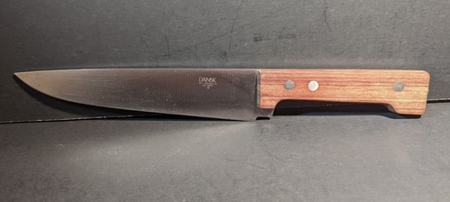 Dansk 8" chef knife stainless steel 3 rivet teak wood handle mid century modern  - Picture 1 of 7