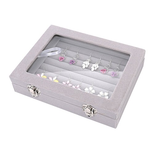 Ivosmart 7 Slots Velvet Glass Ring Jewelery Display Storage Box Tray Case Hol... - Picture 4 of 6