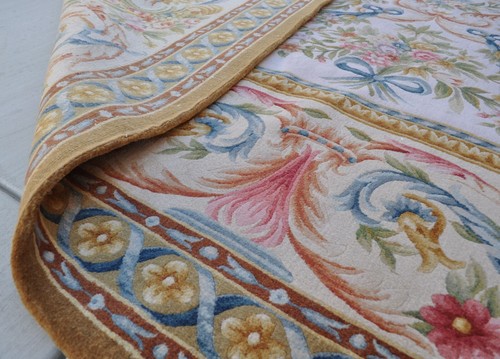 Alfombra de lana francesa Savonnerie | alfombra de área de lana gruesa y de felpa anudada a mano 12x18 - Imagen 10 de 12