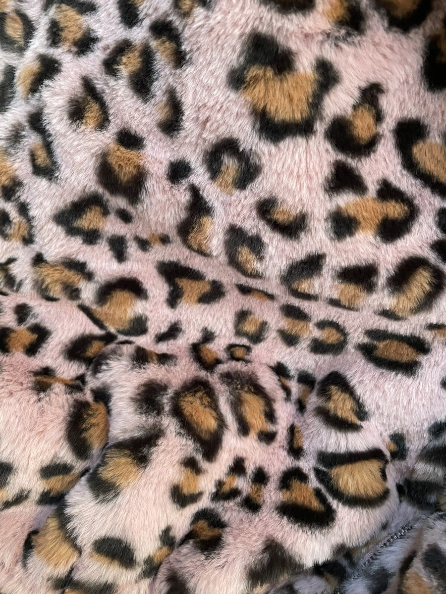 VICTORIAS SECRET PINK LEOPARD PRINT FAUX FUR SEMI CROPPED