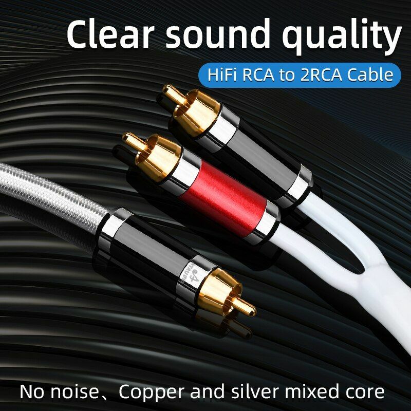 7N OCC Pure Copper and Silver Mixed Cord HIFI One Sub-2 RCA Splitter Audio Cable