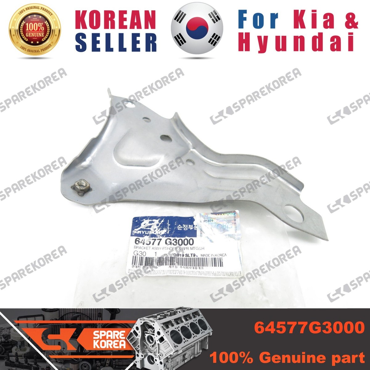 Genuine/OEM 64577G3000 BRACKET ASSY-FENDER & BPR MTG,LH for 