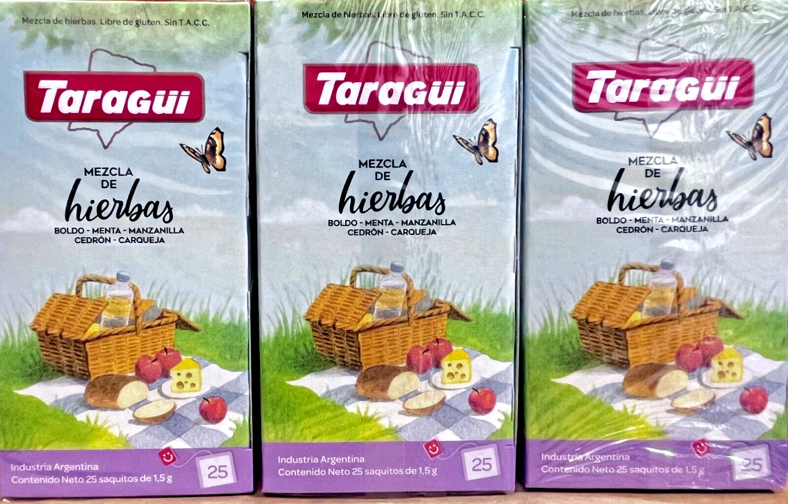 3 CAJA - TARAGUI MIX DE HIERBAS / Té 25 Bolsas CADA CAJA, BOLDO MENTA MAZANILLA
