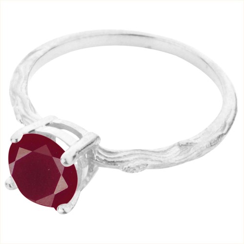 1.20Ct Round Cut Natural Burmese Red Ruby Women's Ring In Solid 14KT White Gold - Picture 3 of 4
