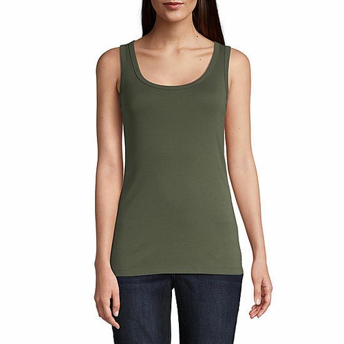 St. John's Bay Women's Scoop Neck Tank Top Size X-Large Oak Moss 100% Cotton  | eBay