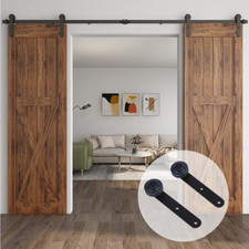CCJH 4-20FT Sliding Barn Door Hardware Track Single/Double Door Kit,Home,NO DOOR