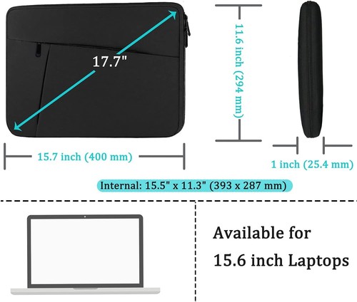 15.6 Inch Laptop Sleeve - Stylish Shockproof Neoprene Case with Front Pocket - Picture 7 of 9