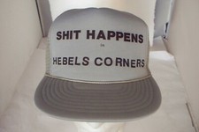 Vintage Sh*t Happens in Hebels Corners Mesh Trucker Snapback Hat WI