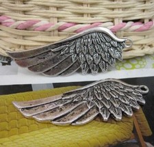 3pcs 22.2x57.5mm Antiqued Silver wing style Charm Drop Pendant G494