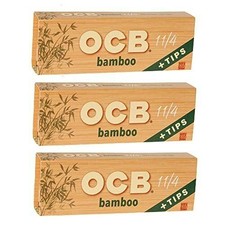 OCB Bamboo 1 1/4 Rolling Paper  Tips - 3 Packs - 50 Papers/Tips Each