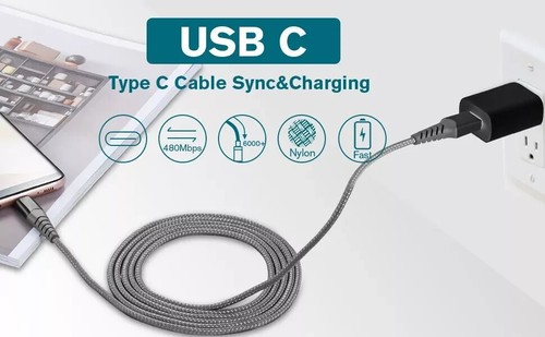HeavyDuty USB Type C Charging Cable Braided Fast Phone Charger Long Lead 2M 3M - Picture 2 of 5