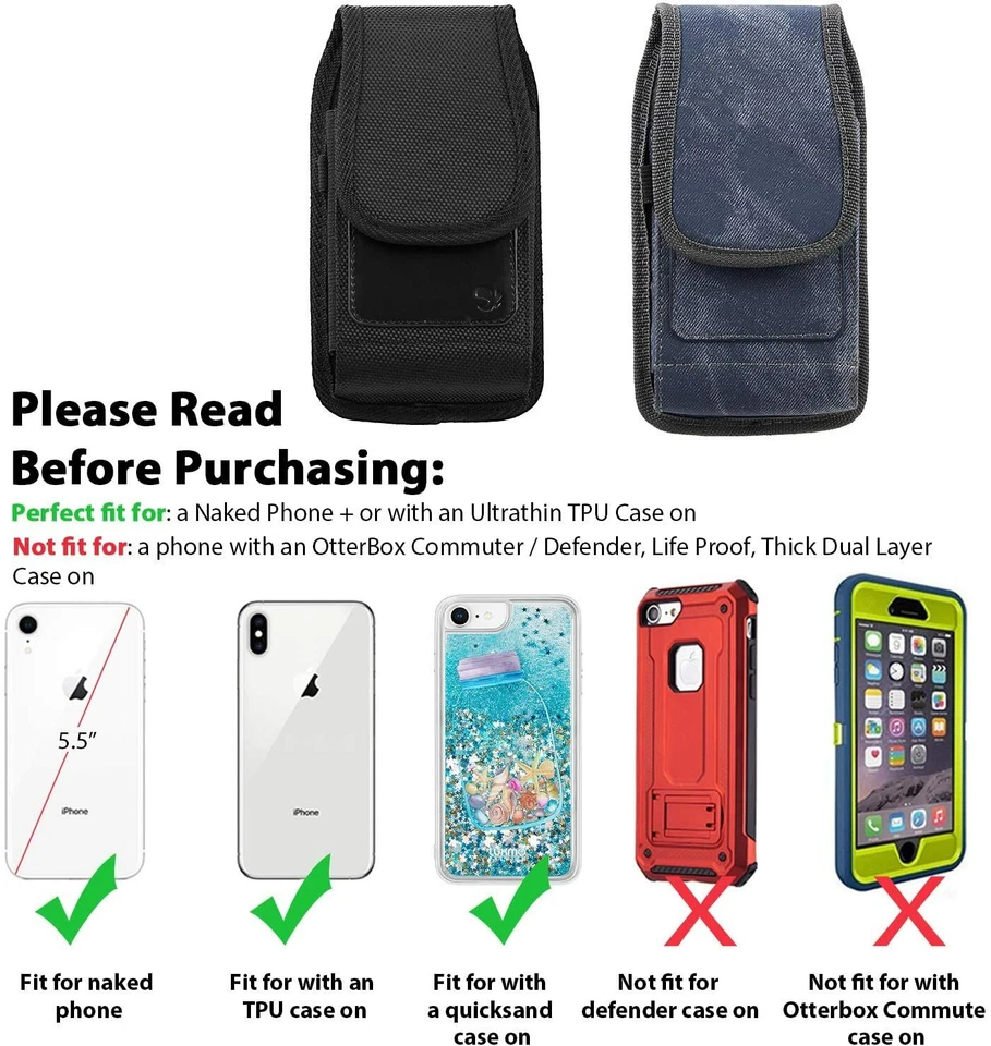 Funda de cinturón vertical funda de teléfono bolsa de transporte resistente con clip para cinturón anillo de lazo Foto 4 de 4