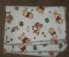 DISNEY Baby Pooh Tigger Piglet Cream Stitched Edge Security Lovey FLEECE BLANKET