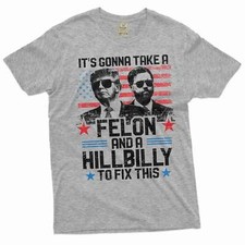 Funny Political Shirt Felon And Hilbilly Shirt Donald Trump Jd Vance Support tee