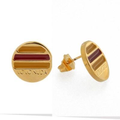 COCONUDA COOR2036 Women's Golden Bronze Two Tone Enamel Wolf Earrings