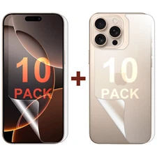 10 Set Soft PET Film Screen Protector for Apple iPhone 16 PRO MAX Front and Back