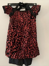 Jazz Dance Costume Gallery Red Cheetah Print Shortie Unitard Size Child Large