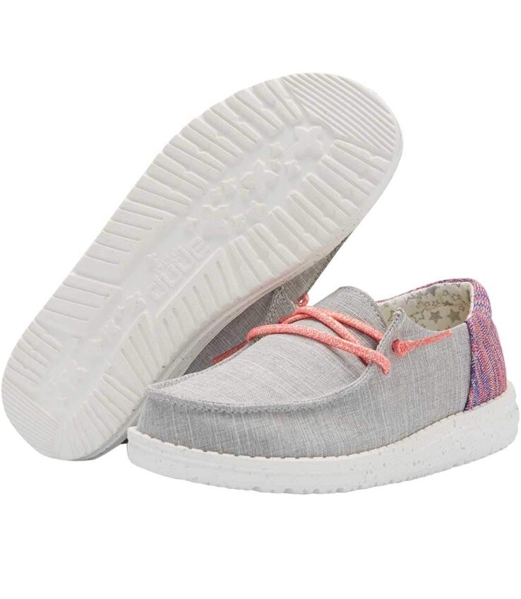 Youth Girls Shoes Hey Dude Wendy Funk Grey Size 2, Comfortable