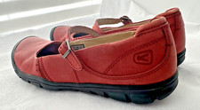 Keen Delaney Mary Jane Shoes Red Leather Comfort Casual Buckle Flats Size 7 CUTE