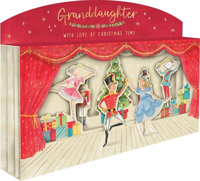 Enkelin spektakuläre 3D Nussknacker Szene freistehende Weihnachtskarte 