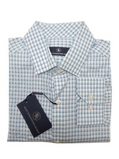 Hart Schaffner Max Men's, Long Sleeve Plaid Dress Shirt, White/Blue, XL