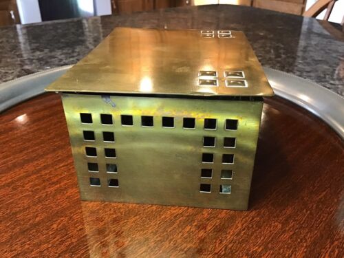 Vintage Antique Pierced Brass Box Hinged Lid Cricket Cage Incense Warmer Box VG+ - Picture 4 of 22