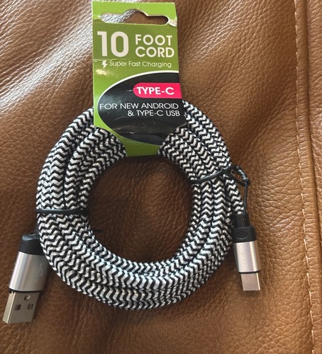 10’ Cell Phone Super Charger Cord Type C New