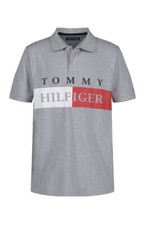 Tommy Hilfiger Polo T.Shirt Boys 4T Gray Collar Short Sleeve Youth Tee New W Tg