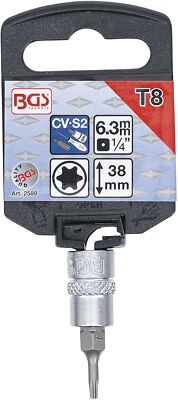 BGS-2589 Bit-Einsatz Antrieb Innenvierkant 6,3 mm (1/4'') T-Profil (für Torx) T8