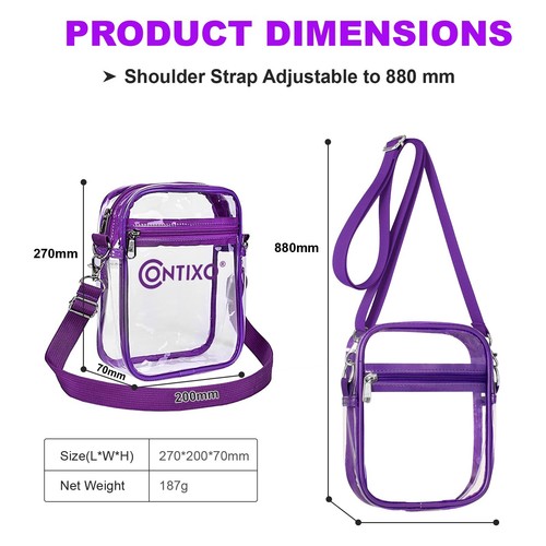 Bolso Mensajero Bandolera Contixo TB04 10" Transparente Aprobado por Estadio, Estadio - Imagen 28 de 29