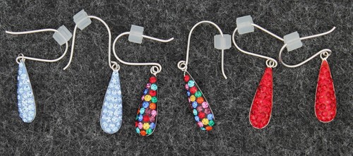 3 Sets ATI 925 Silber TH Multi Color Pave Kristall Ohrringe BLAU-ROT-GEMISCHT