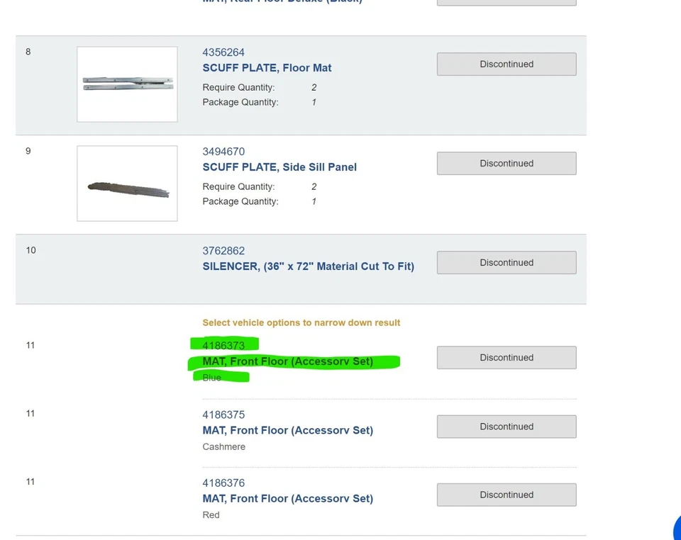 Juego de alfombrillas de goma accesorios para camioneta Dodge 1972-93 azul Mopar 4186373 NOS de colección Foto 2 de 4