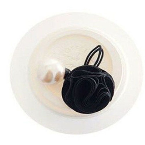 Simulated Pearl Hair Ties -Rose Flower Ponytail Holder Women Hair Accessory 2pcs - Picture 9 of 16