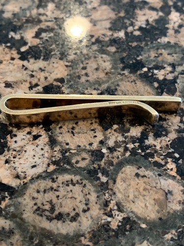 Tiffany & Co 14K Yellow Gold Bamboo Textured Tie Bar Clip Boxes 8.5 Grams - Picture 6 of 10