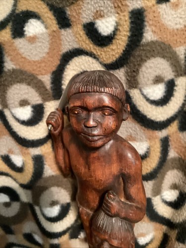 12" Head Hunter Carved Statue Art Figure - Picture 7 of 7