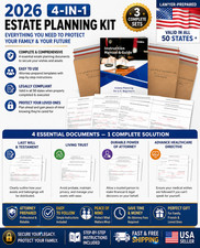 2026 4-In-1 Estate Planning Kit Includes Last Will, Living Trust Power of At