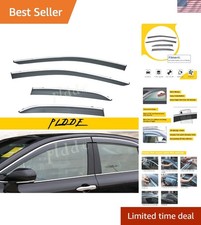 4pcs Smoke Tint with Chrome Trim Window Visors Compatible with 2018-2024 Camr...