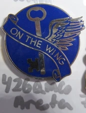 Army  DUI DI CB clutchback 426th QUARTERMASTER COMPANY QM Co Aresta BLUE VERSION