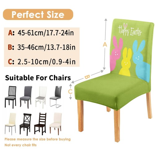 Faptoena Cute Bunny Rabbit Happy Easter Dining Chair Covers Set of 6Green Gra... - Picture 3 of 7
