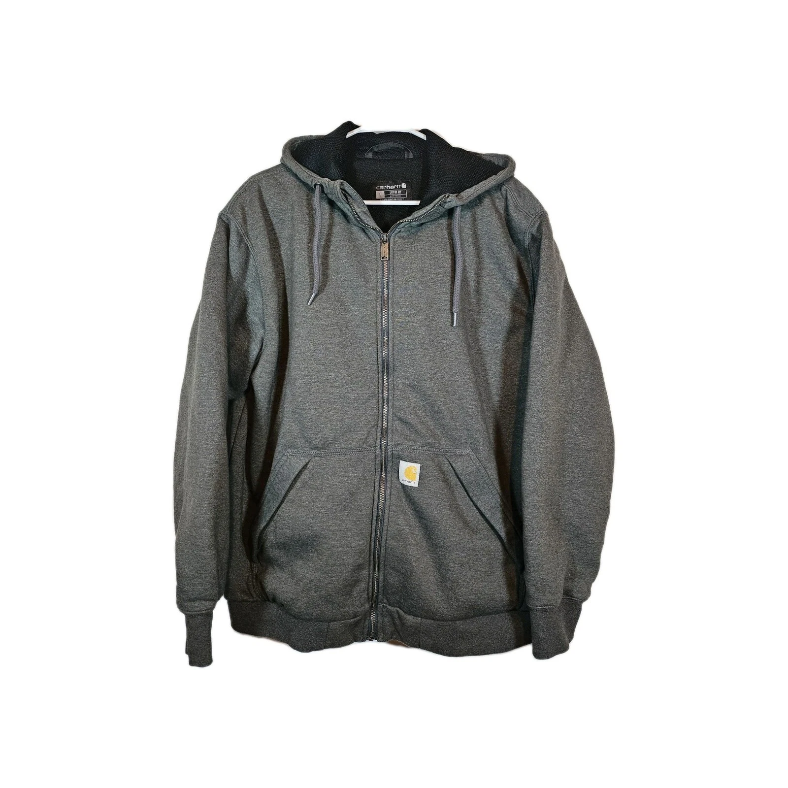 Carhartt Men’s Large Loose Fit Full Zip Hoodie Gray Thermal Lined Work Jacket