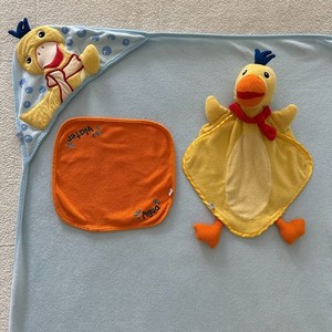 3pc RARE Vtg Baby Einstein Duck Hooded Towel Washcloth Bath Puppet Set Quackamus