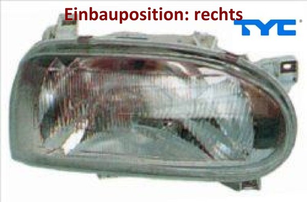 TYC 20-3471-05-2 Hauptscheinwerfer Rechts Scheinwerfer Frontscheinwerfer FüR VW-image