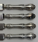 R. Wallace Dinner Knives 1835 Silver Floral 9” Set of 4 Sharp Wide Butter Knife