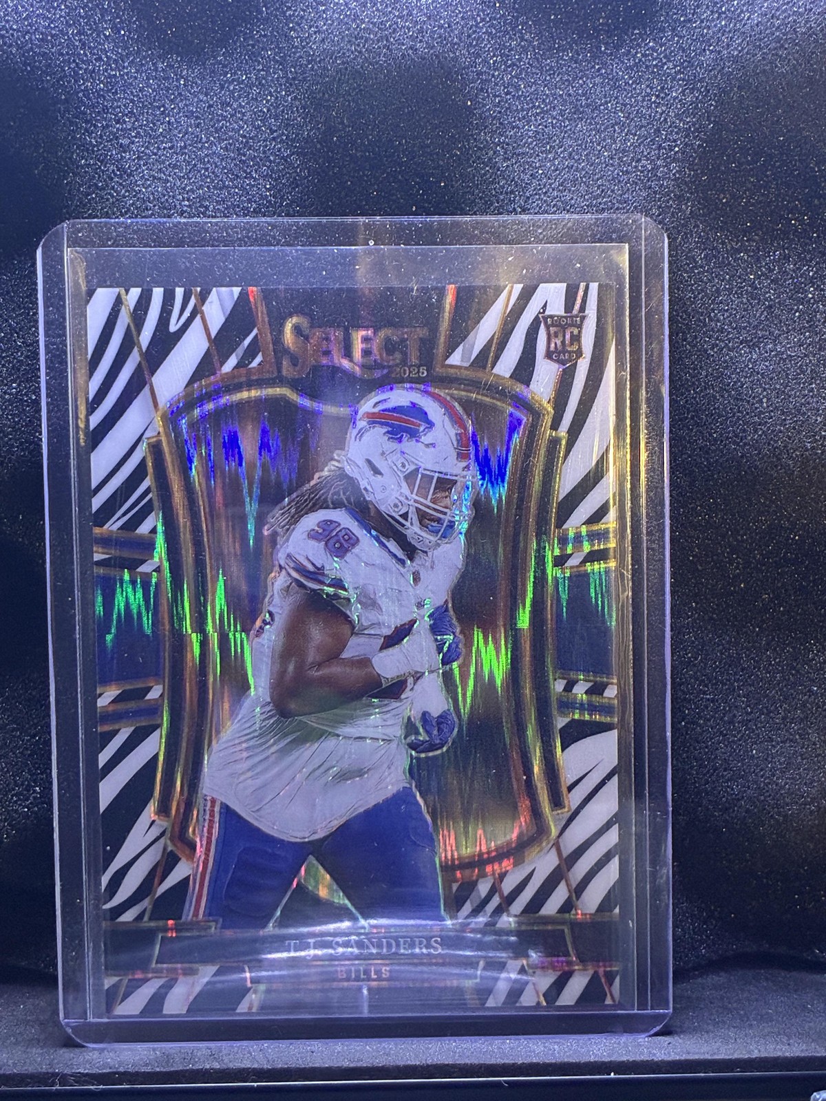 2025 Panini Select #185 T.J. Sanders Zebra Prizm Shock