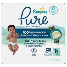 Pampers Pure Protection Diapers Size 0, 128ct Shea Butter Liner Plant-Based 0.27 per diaper