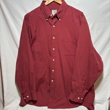 Brooks Brothers XL Red Check Button Down Shirt USA Made Long Sleeve Cotton