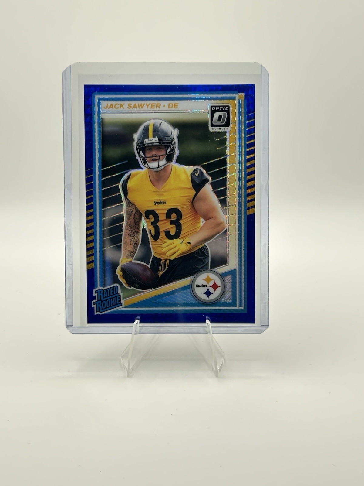 2025 Panini Donruss Rated Rookie Jack Sawyer #390 Optic Preview Blue Scope (RC)