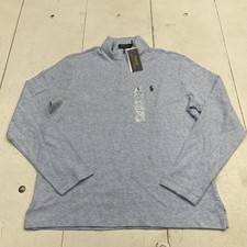 Polo Ralph Lauren Sweater Mens Medium Blue 1/4 Zip Mock Neck Pullover Logo