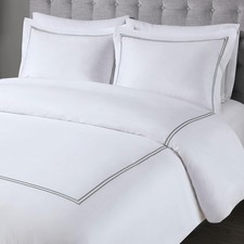 FRETTE ONE BOURDON King Sheet Set Percale 4pc White/Grey